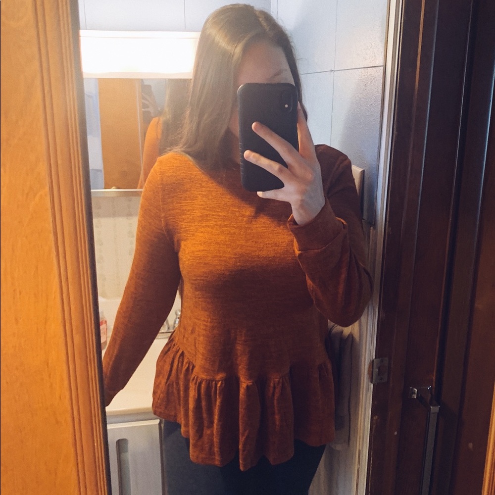 shein long sleeve burnt orange top